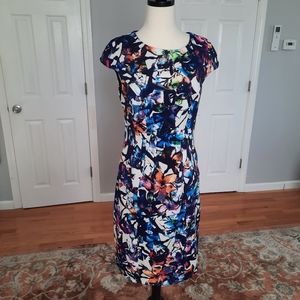 Betsy Johnson cap sleeve scuba midi sheath dress